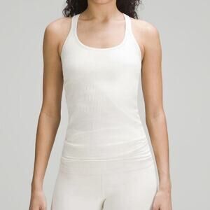 Lululemon Ebb To Street Tank Built In Bra Womens Sz 6 White Stretch Yoga Running